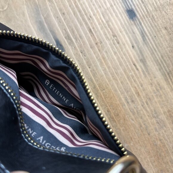 Etienne Aigner Black Cross Body Purse‎ Leather Puckered Gold Hardware Small - Picture 9 of 9